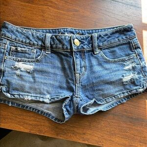 American Eagle Outfitters Blue Jean Shorts Distressed Style - Size 0